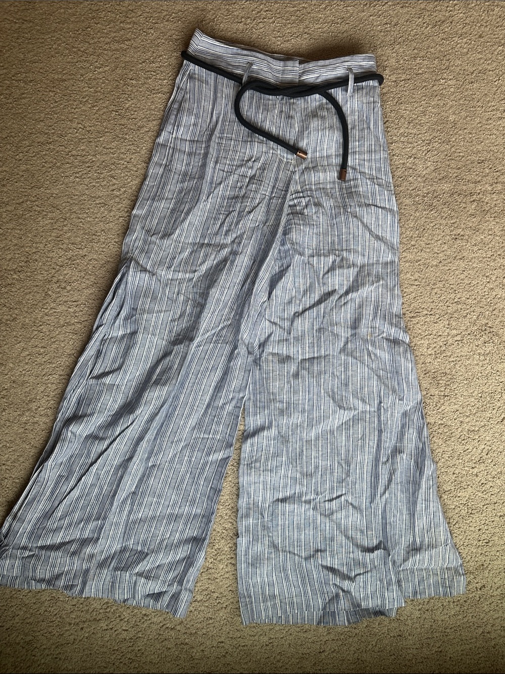 Elevenses- Striped Light Blue Wide-Leg Women’s Pants- Size 0